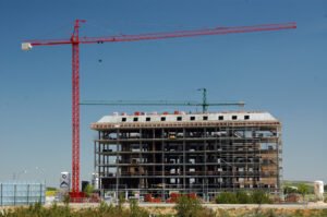 Edificio en construcción, vista de la estructura del edificio